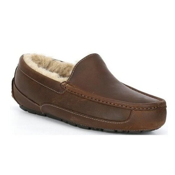 UGG Ascot Leather Slippers - Brown - 7 - Picture 1 of 14